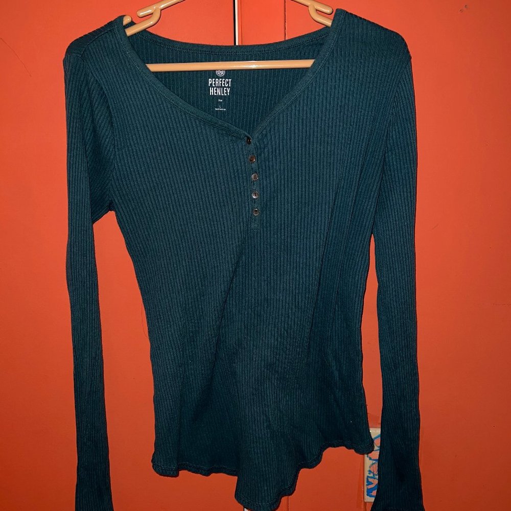 SO Perfect Henley Button Down Shirt